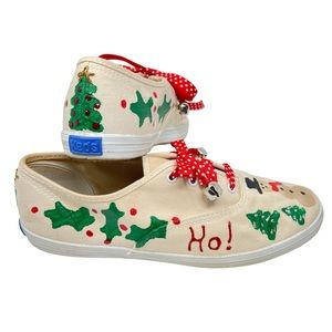 Vintage Keds 7.5 Vintage Womens Christmas Hand Painted Shoes
